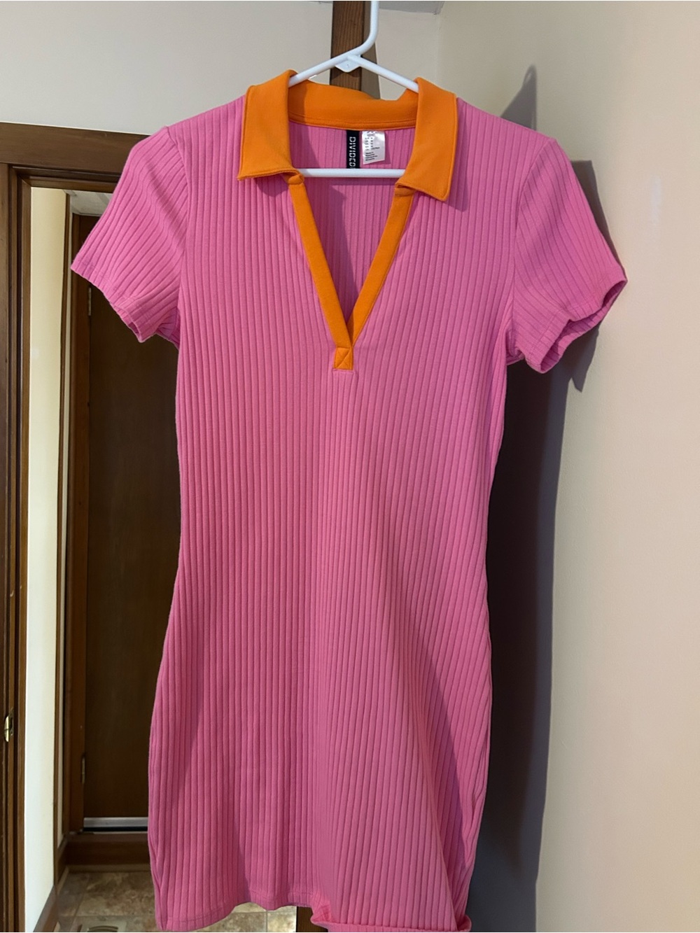H&M Pink Mini Dress with Orange Collar